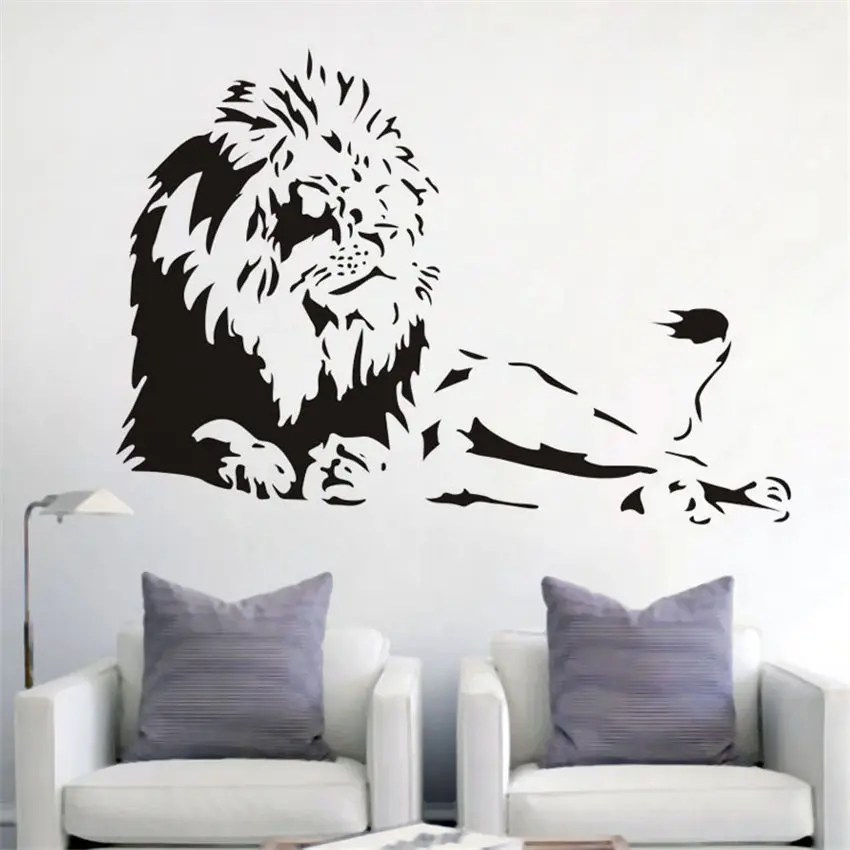 

Lion animal lion vinyl wall stickers home decor living room creative mural art applique removable Cartoon Wall Sticker 3138