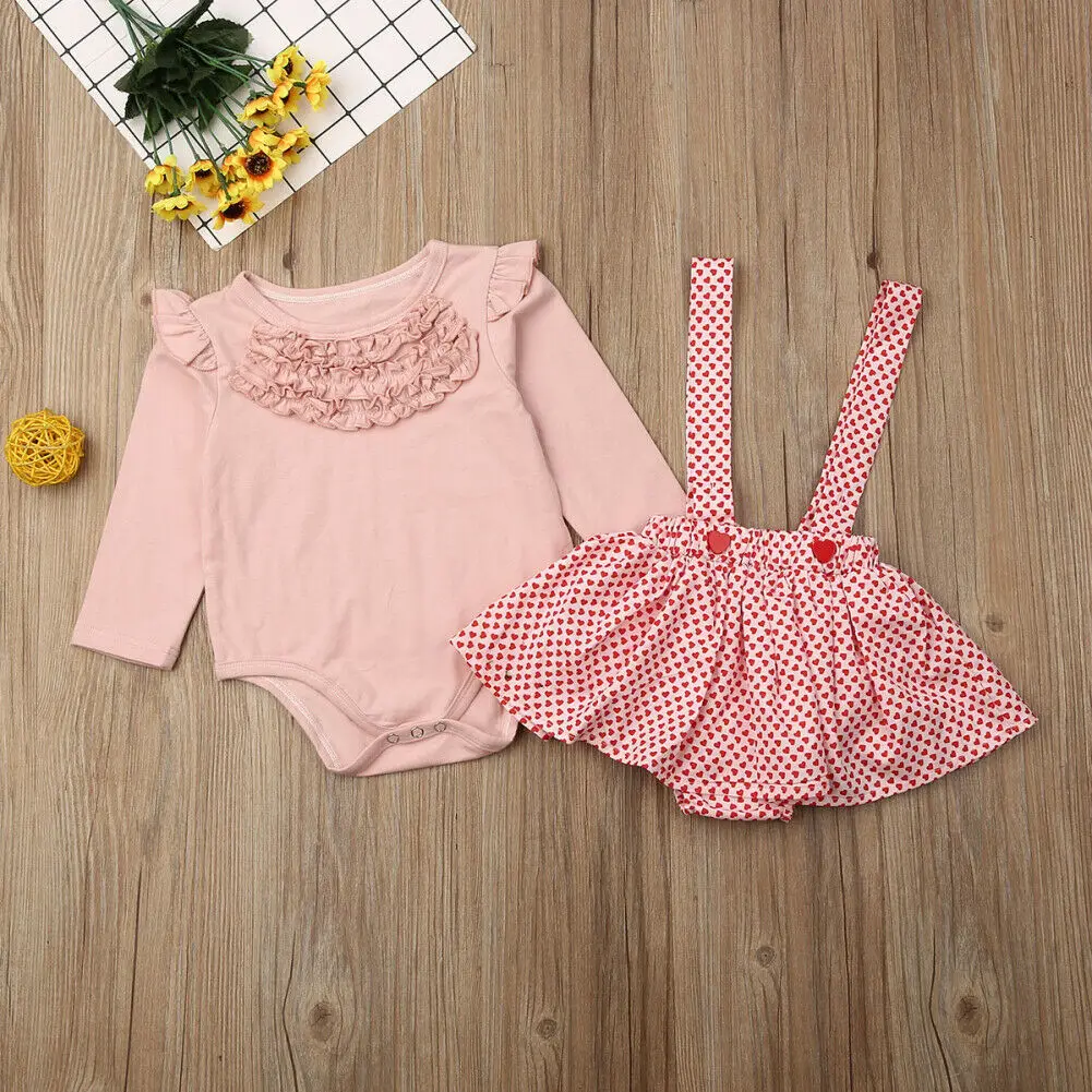 Комплекты летней одежды для маленьких девочек боди с рюшами и складным декором +