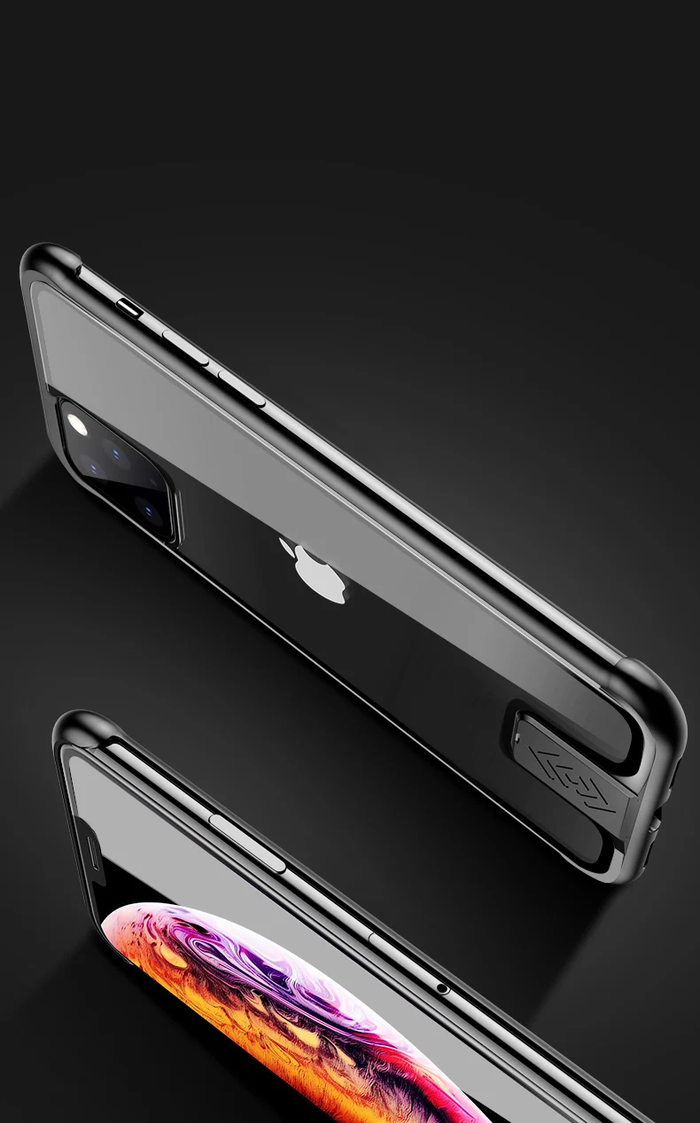 Для iPhone11 противоударный двухтактный металлический каркас задняя крышка из закаленного стекла чехол для iPhone 11pro Max чехол