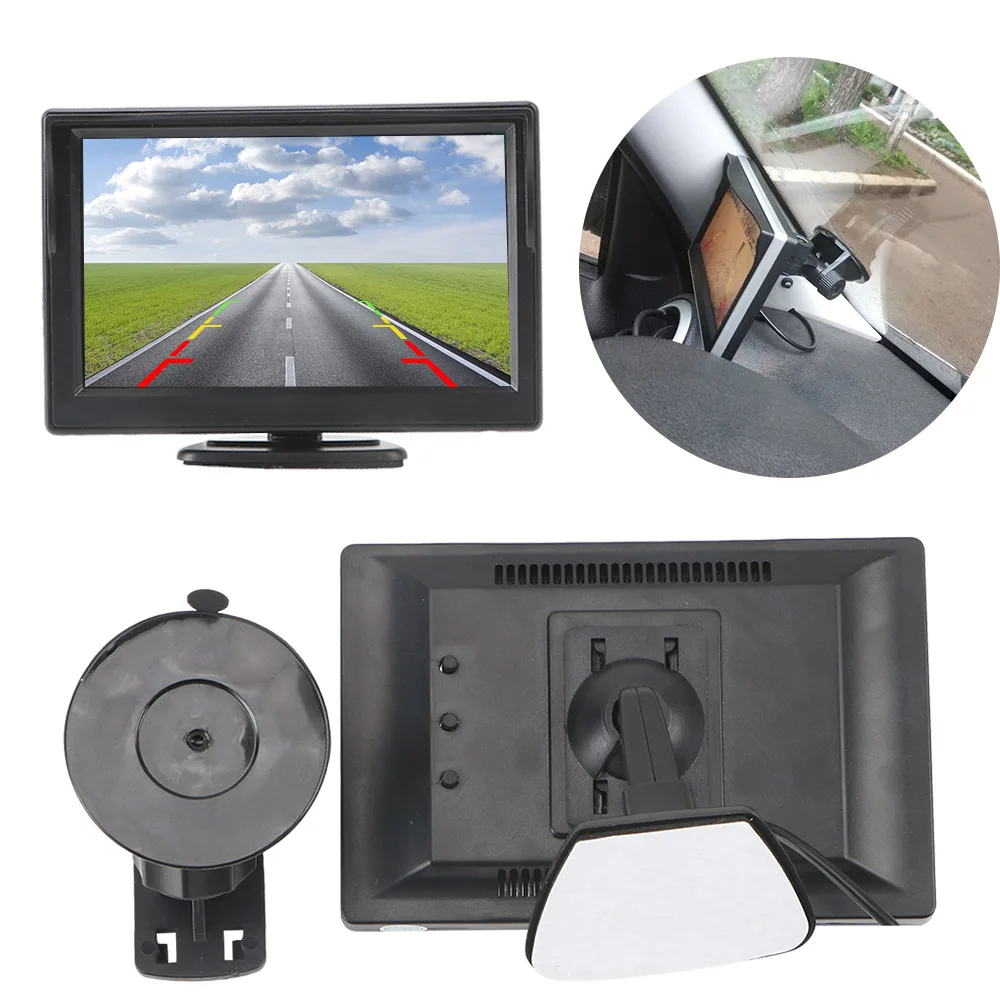 LEEPEE Car Parking Assistance Infrared Reversing Rearview Backup Camera 5 Inch Rubber Cup + Bracket Rear View Monitor | Автомобили и