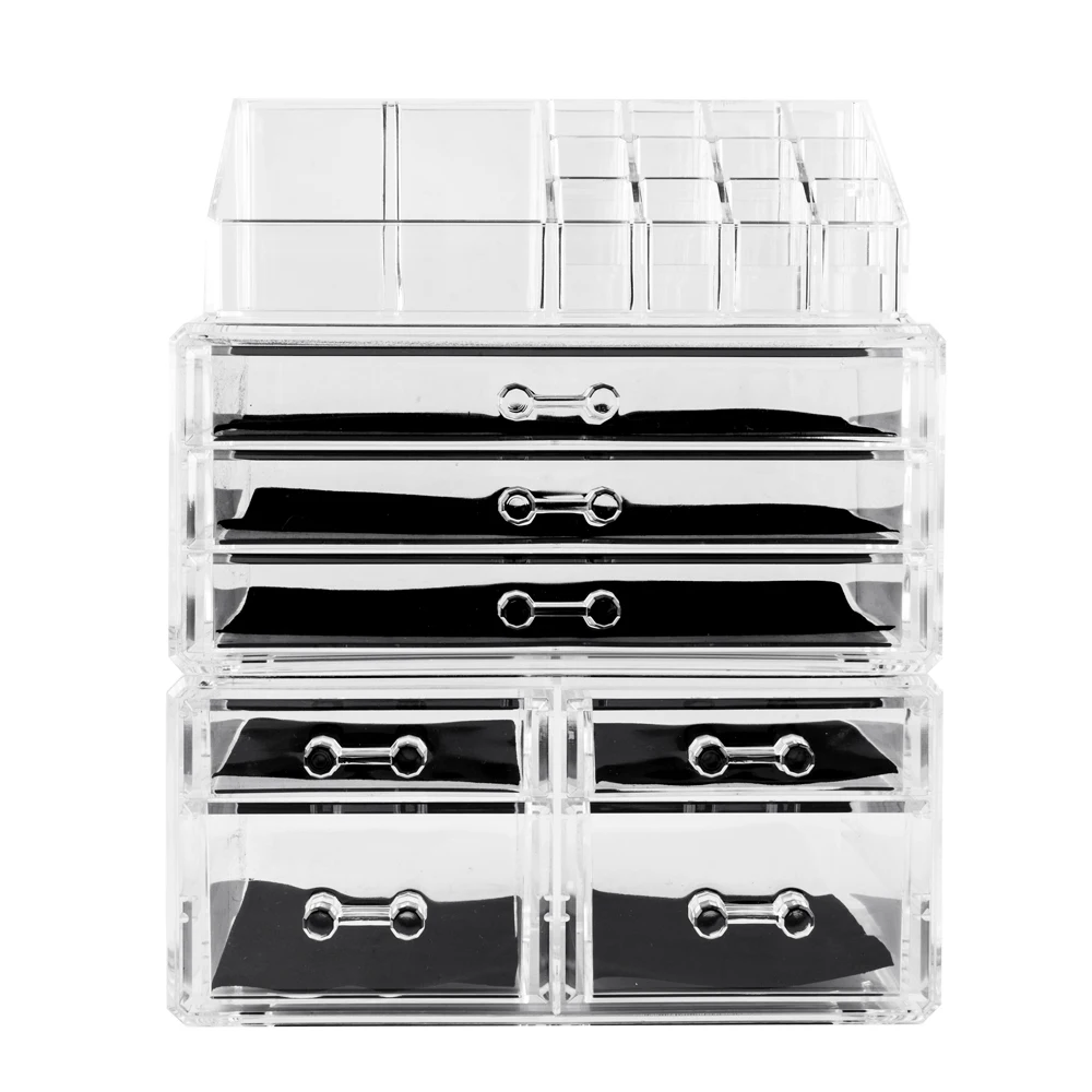 

7 ящиков, косметическая коробка для хранения, органайзер для макияжа, косметическая стойка для хранения, модная прозрачная витрина, высокая ...