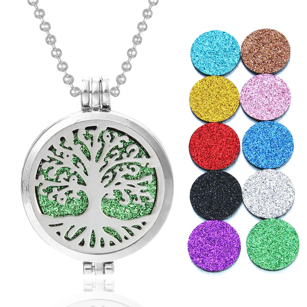 Ожерелье с ароматерапевтическим ароматерапевтом Дерево жизни из нержавеющей