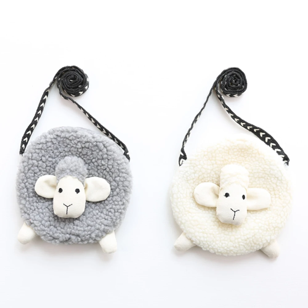 

New Style Toddler Girls Cute Sheep Shape Crossbody Bag Mini Coin Purse Wallet Crossbody Bag Plush Soft Sweet Purses