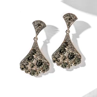 sector fan dangle drop earrings for women aesthetic crystal korean style pendientes s925 needle fashion gifts earring jewelry