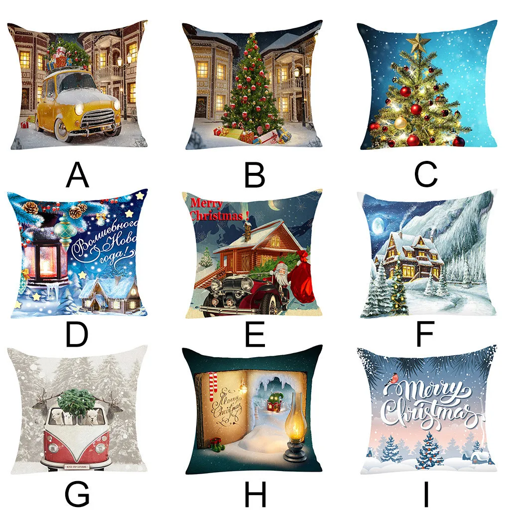 Напечатанные рождественские украшения для гостиной наволочки с принтом диван из