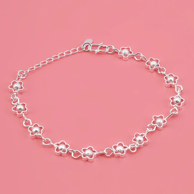 Новый цветок Сливы Полые летние ювелирные изделия для женщин серебряные