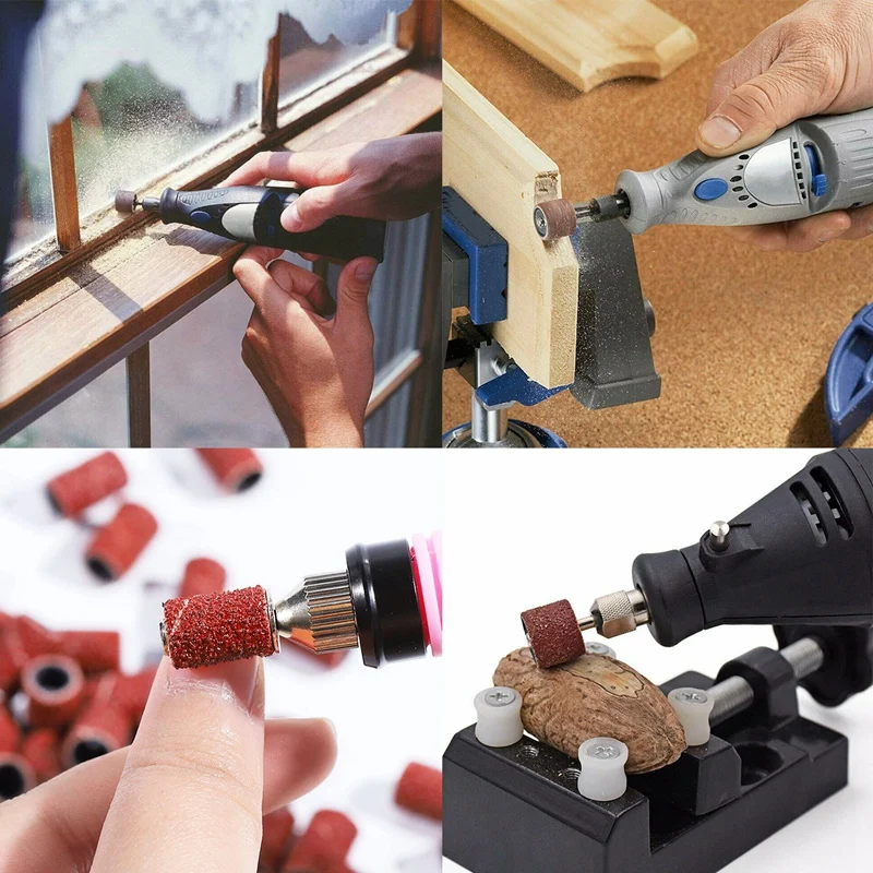 

252Pcs Sanding Drum Kit with Box Including 240 Pcs Drum Sander Sanding Sleeves and 12 Pcs Drum Mandrels for Dremel Rotary Tool