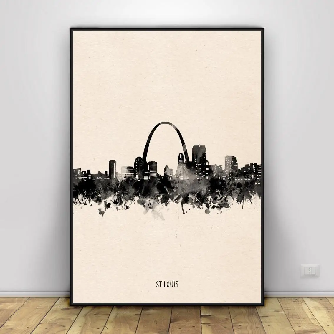 

St Louis City Black ink Abstract Art Canvas Poster Home Decor Painting No Frame