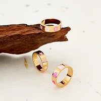 monlansher candy color oil drip enamel ring gold color glossy titanium steel rings for women sweet romantic rings jewelry gift