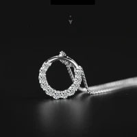 rinhoo new fashion silver color round zircon necklace luxury round ring pendant for women choker jewelry 2021 new accessories