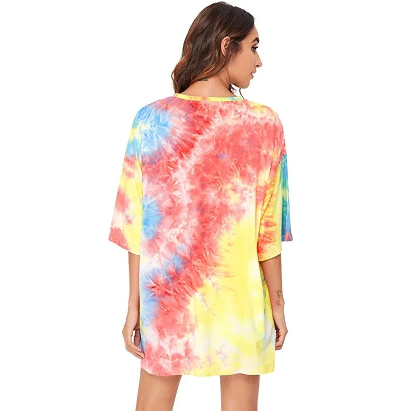 

Oversize Short Sleeve T Shirt Women Streetwear Tie Dye Print Loose Tee Shirt Tops Fashion Color Tshirt Woman Tshirts