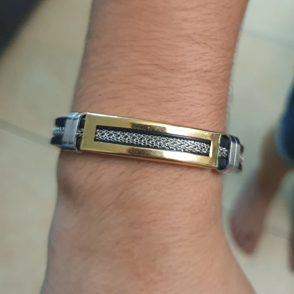 Очаровательный мужской браслет с рифленой Оплеткой Резиновый пряжкой из