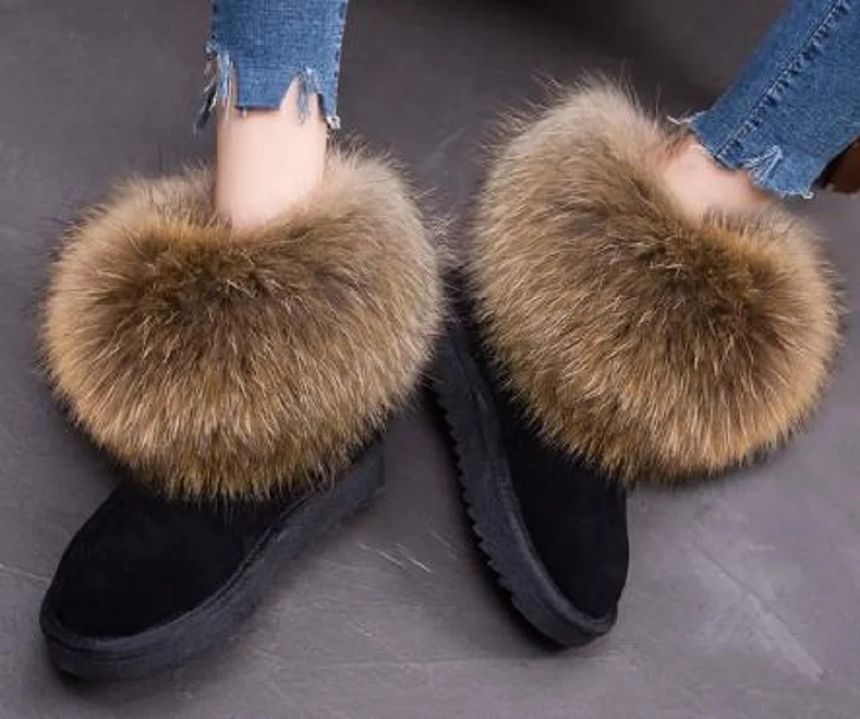 

Женские зимние ботинки G & Zaco из натуральной кожи с натуральным лисьим мехом, короткие ботильоны, меховые ботинки, женская обувь на плоской подошве