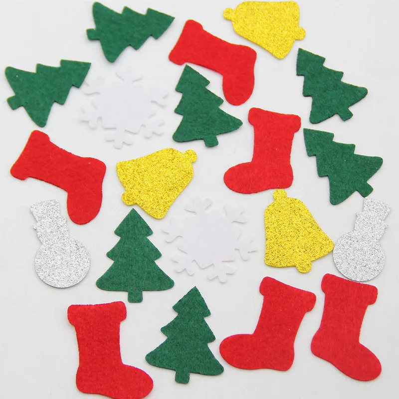 40 шт. рождественские войлочные нашивки Рождественская елка носок колокольчик