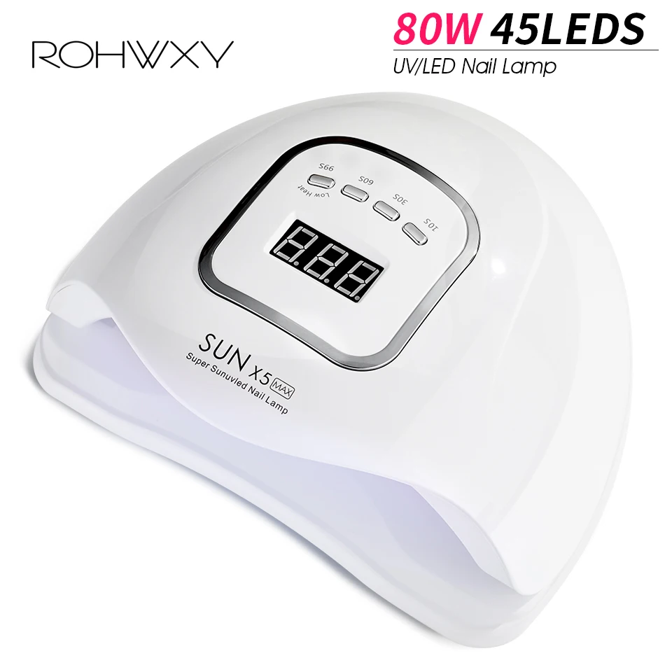ROHWXY Sun X5 MAX Сушилка для ногтей гелевая лампа 80 Вт всех гель-лаков УФ светодиодный
