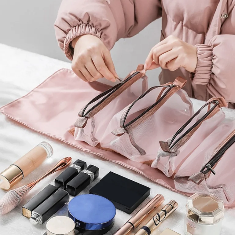 

High capacity 4in1 wash bag Splittable Foldable Travel portable cosmetic make up storage bag bathroom organizer Toiletry Pouch