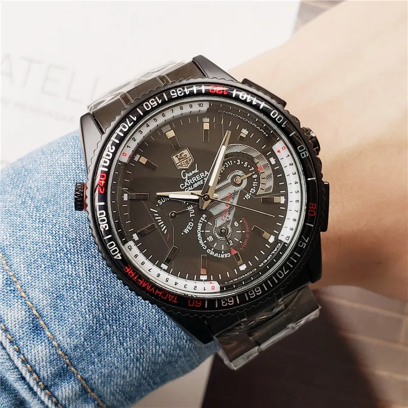 

1860 carrera New Automatic Mechanical Men Watch Silver Blue Stainless Steel Transparent Sapphire Glass Glide Watches