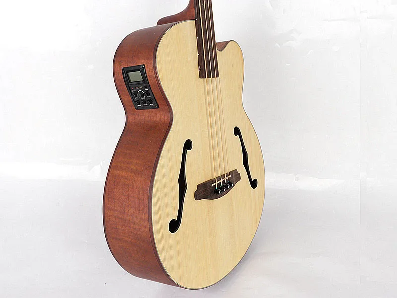 Профессиональный fretless 43 дюймов Акустическая бас гитара с эквалайзером