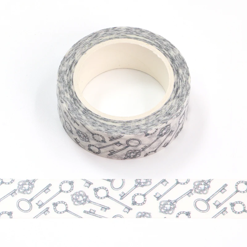 

New 1PC 15mm*10m Beige gray vintage key Decorative Washi Tape Scrapbooking Masking Tape Office designer mask washi tape