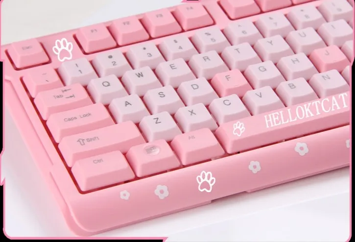 2,4 ГГц Беспроводная настольная клавиатура для ноутбука hello kitty, тонкая розовая Беспроводная клавиатура для девочек