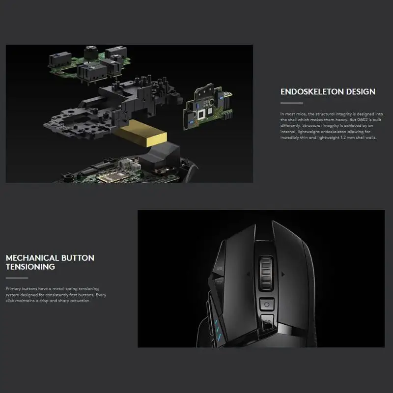 G502 2,4 ГГц Беспроводная игровая мышь 16000 dpi RGB макропрограммирование HERO 16K сенсор пластиковая нейтральная Сертификация 132x75x40 мм