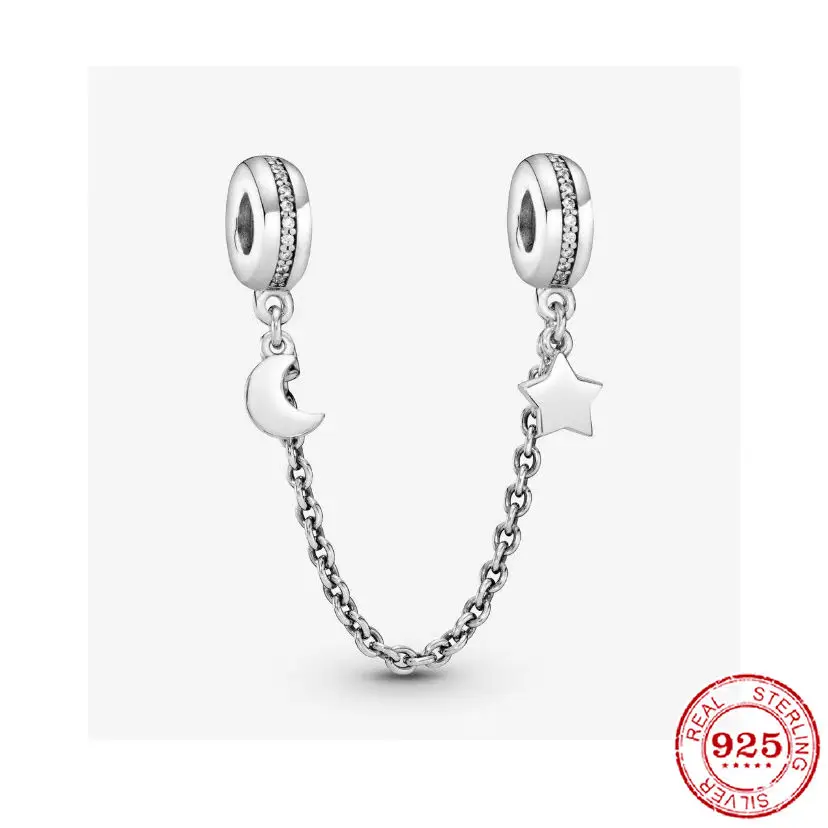 

Dijes de pulsera de Pandora originales para mujer, cuentas de plata de ley S925, cadena de seguridad tipo flor, joyera femenina