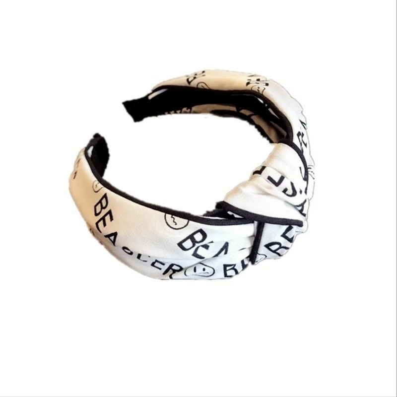 

Korean Version of The New Fabric Letters Tied In The Middle of The Black Side Wide-brimmed Headband Ladies Hair Accessories