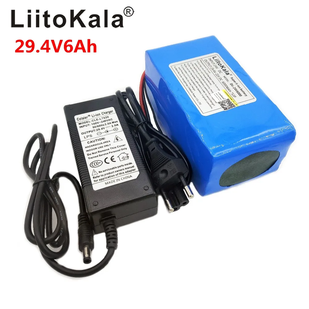 

Литий-ионный аккумулятор LiitoKala, 24 В, 6 Ач, 7S3P 18650, 29,4 в, 6000 мАч для электрического велосипеда