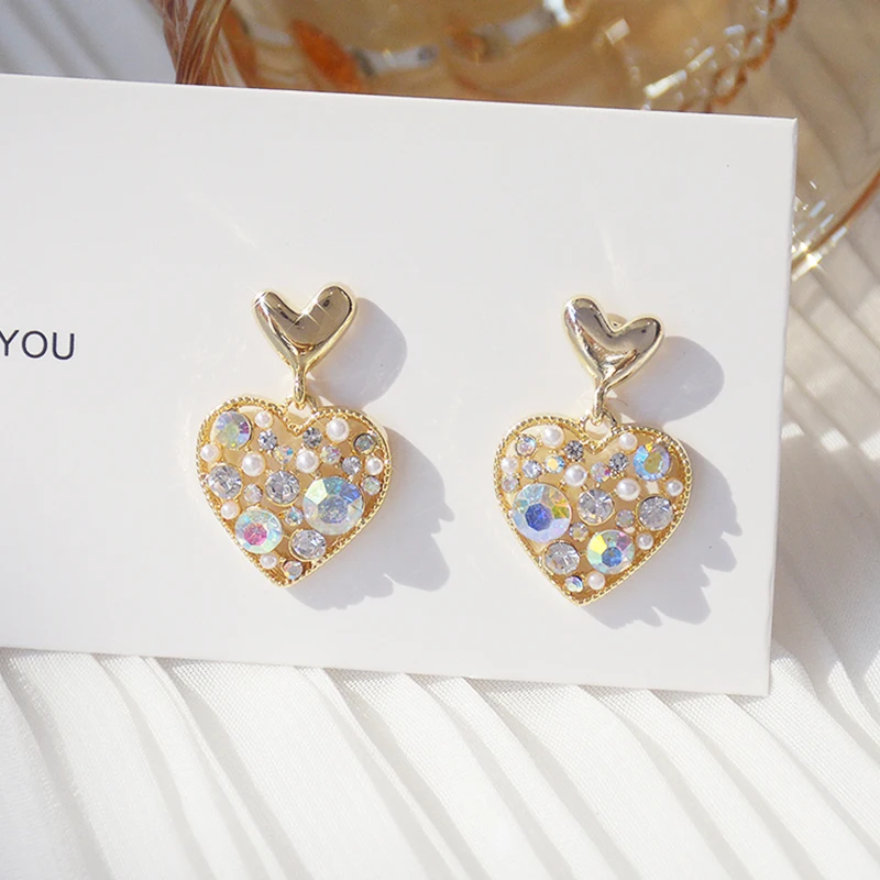 

Romantic Heart Shiny Crystal Stud Earrings for Women Designer Creativity Luxury Jewelry S925 Needle High Quality AAA Zircon