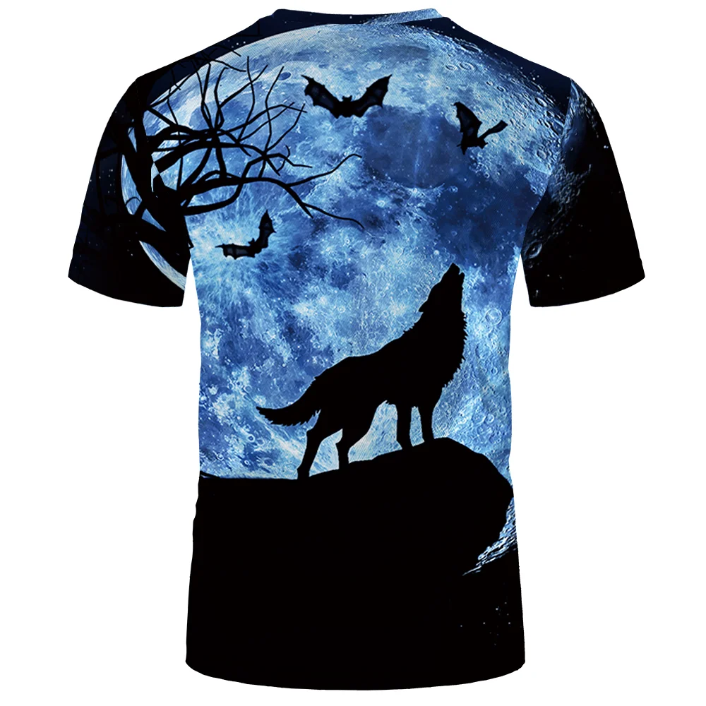 

2021 Fashion new animal wolf 3d printing men's short-sleeved t-shirt factory direct sales casual loose compassionate male Tops