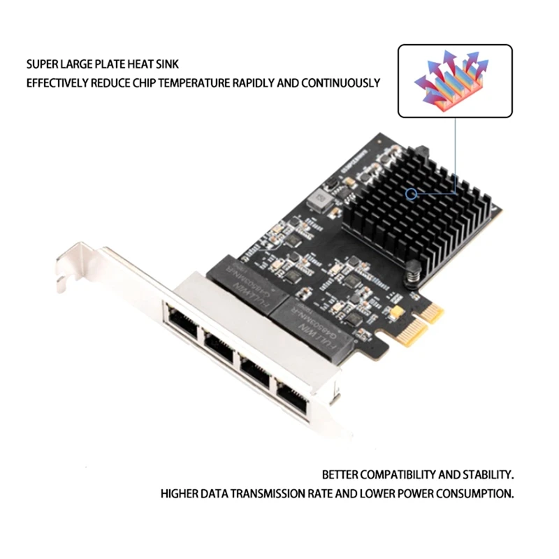 

PCIe to 4-Port RJ45 1000M Gigabit Ethernet Card Interface PCI Express 1.1