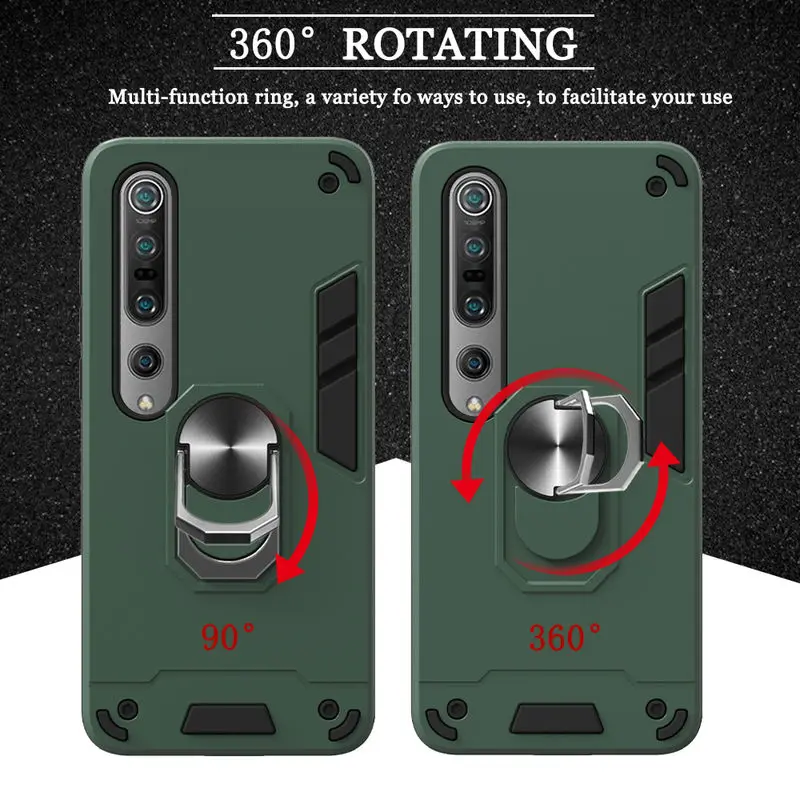 

Xiaomi Mi 10 5G Case Soft Silicone Back Cover For Xiaomi Mi 10 Pro 5G Magnetic Metal Finger Ring Kickstand Heavy Protective Case