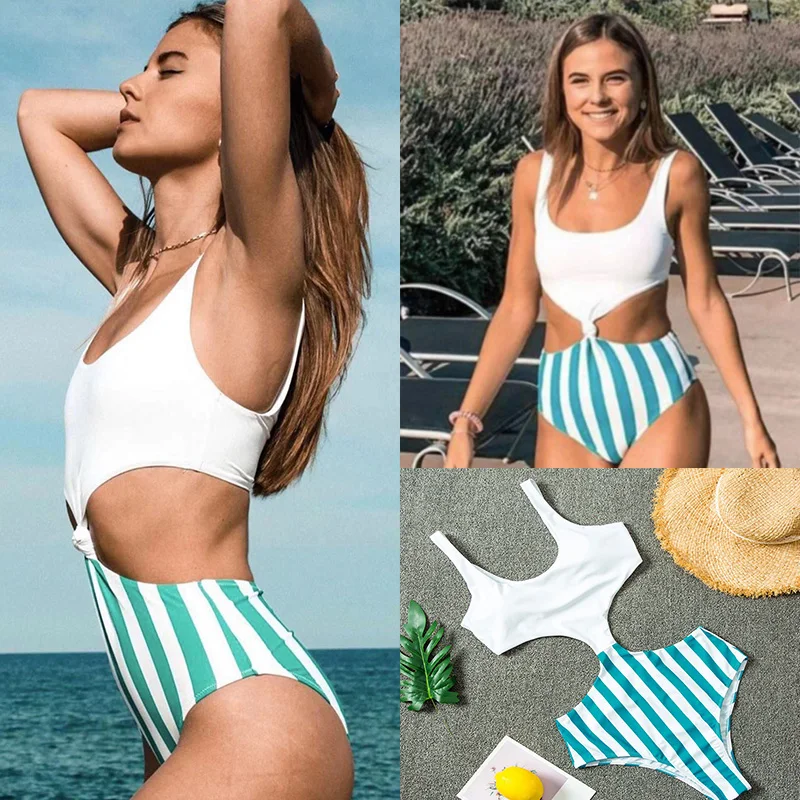 Сексуальный купальник с вырезами 2020 женский монокини клетчатые бикини