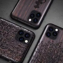 Black Wood 11 Pro Case For iPhone 11 Pro Max Case Wooden SE 2020 Cover TPU Coque For iPhone 7 8 Plus X XR XS Max11 Pro Funda