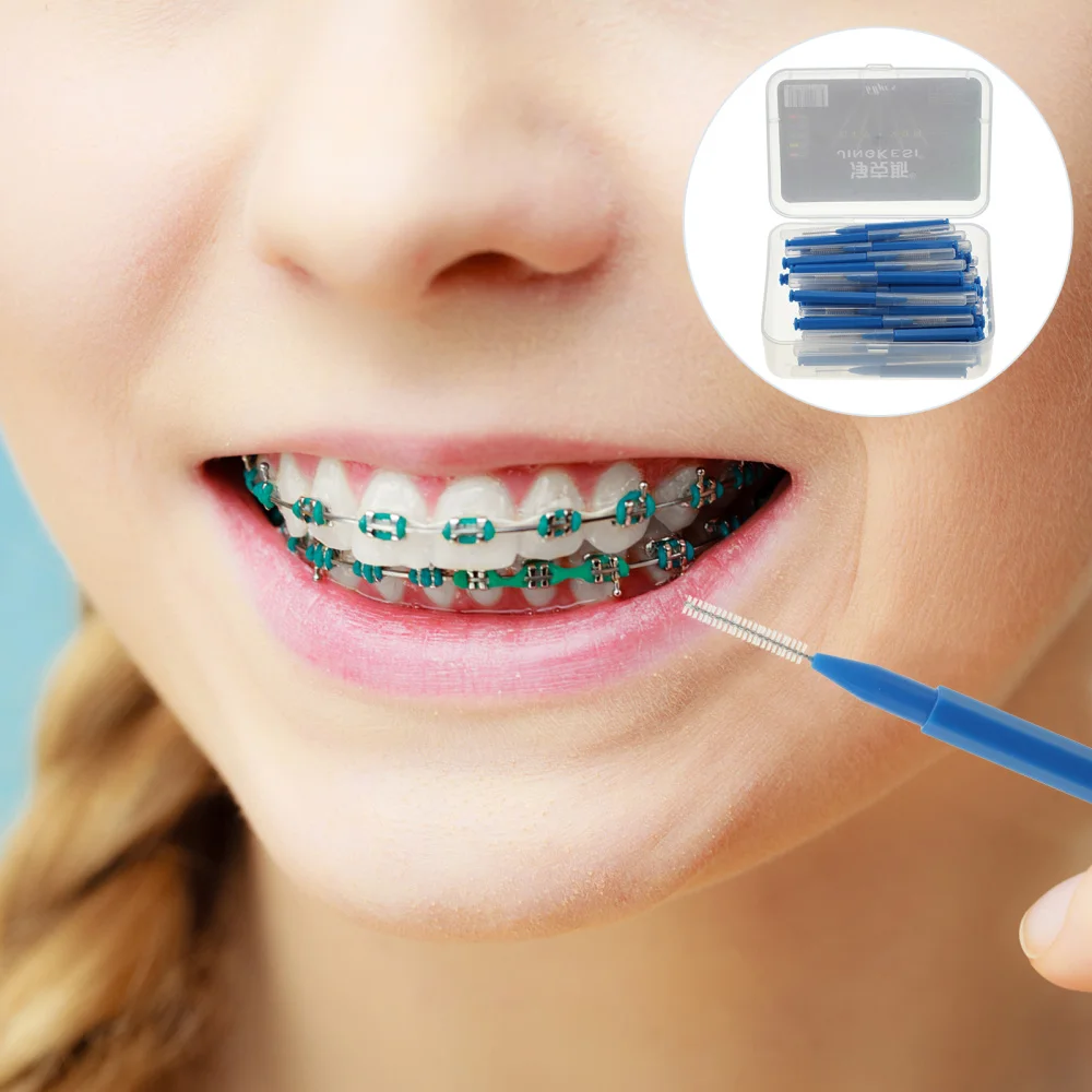 

60 Pcs Boxed Practical Inter-dental Brushes Toothpick Flossers Oral Care Tools