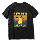 Летняя мужская футболка с забавным цыпленком Pew, Гангстерская футболка с мемом, винтажная мужская хлопковая одежда с круглым вырезом с животными, XS-3XL