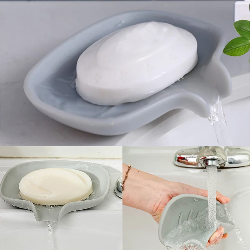 

Silicone Non-Slip Soap Box Drain Silicone Soap Drain Tray Shower Soap Dish