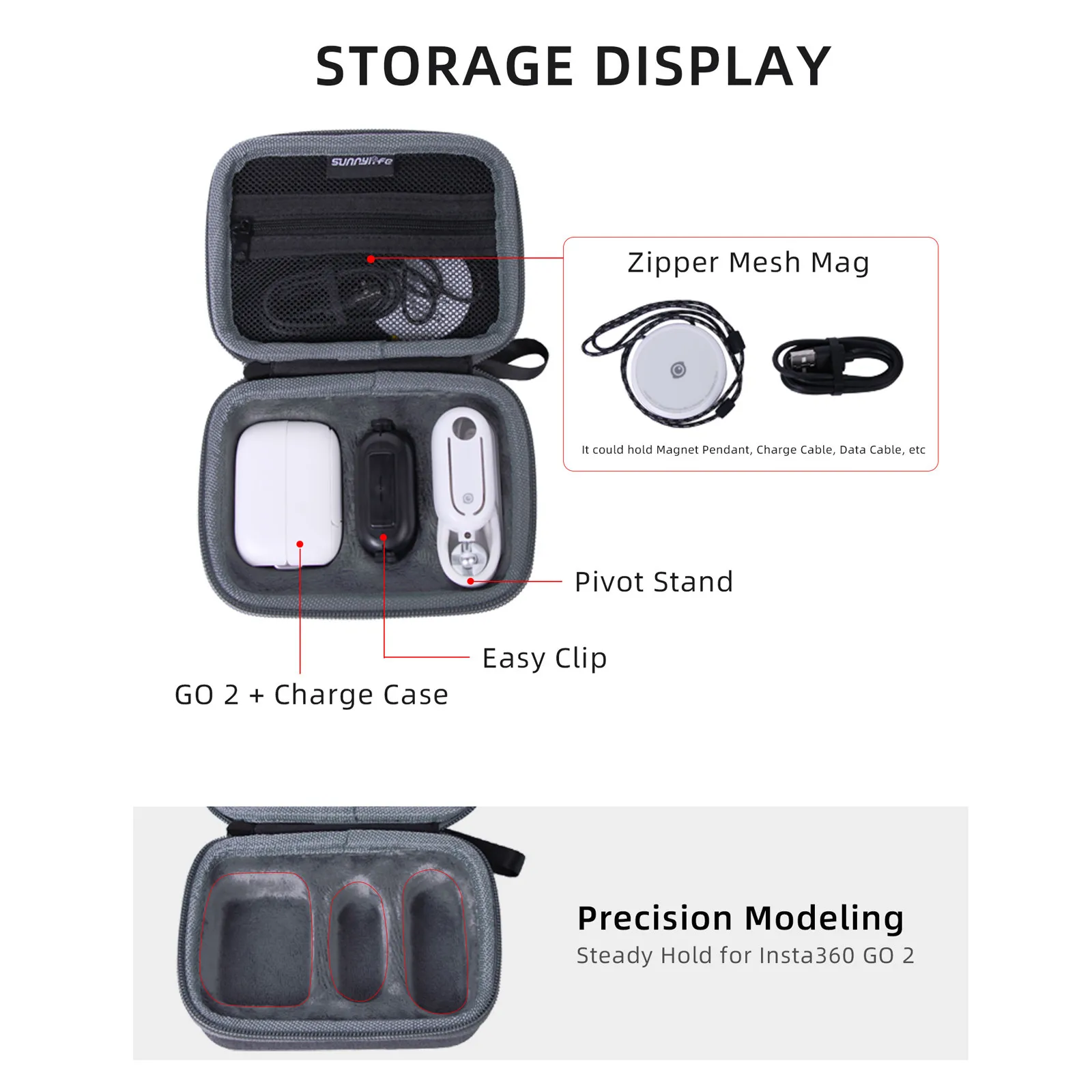 

Sunnylife Portable Insta360 GO 2 Carrying Case Camera Mini Storage Bag For Insta360 GO 2 Action Camera Accessories