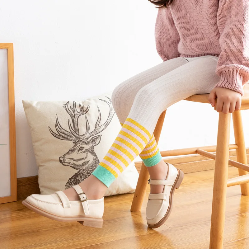 

Girls Leggings Skinny Cotton Elastic Pants Leggins Girl Kids Children Pants Baby Baby Girl Costume Knitted Stripe Leggings