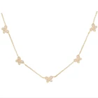 Тонкое серебро 925 пробы Микро паве 5A CZ кубический цирконий 5 шт. Бабочка Шарм женское ожерелье Мода