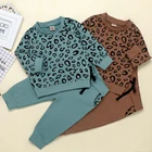 Детская одежда для маленьких девочек и мальчиков одежда с леопардовым рисунком Комплект топ-футболка, свитшот, леггинсы, комплект со штанами, комплект одежды, осенняя одежда для мальчиков и девочек, одежда