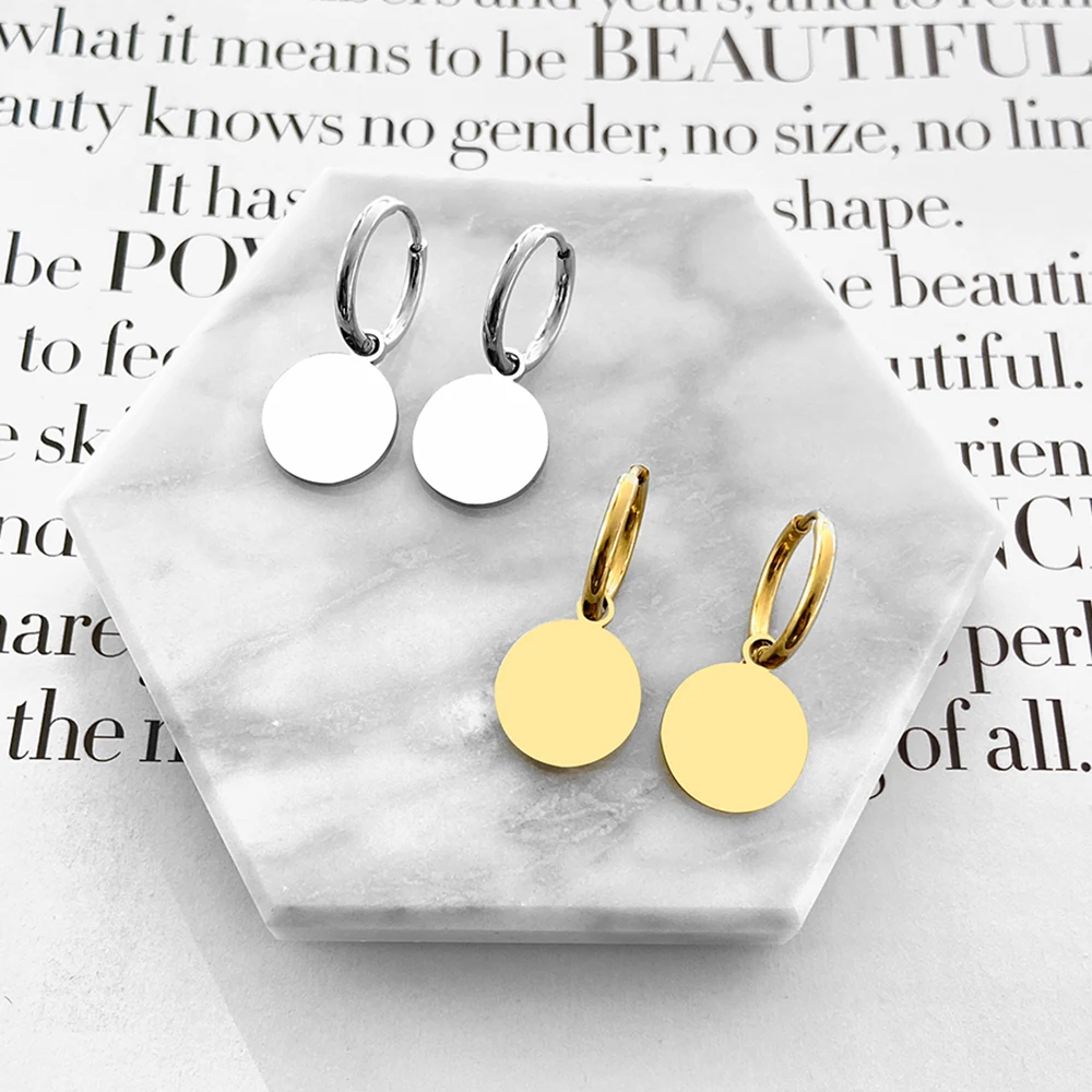 Серьги из нержавеющей стали новинка круглые серьги-кольца с монетным покрытием