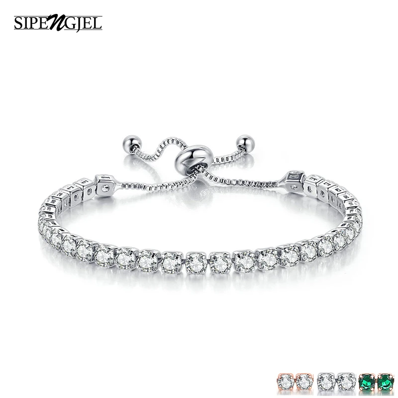 Новая мода кубический цирконий Теннисный браслет регулируемый для женщин