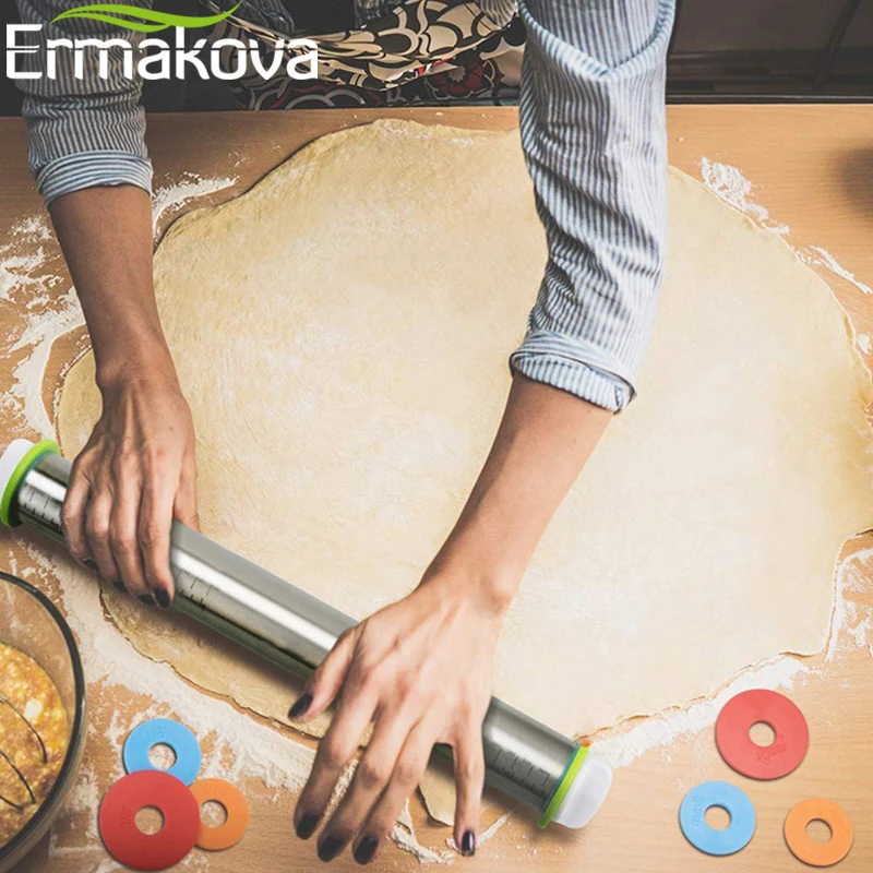 Термостойкая Силиконовая Скалка ERMAKOVA с тестовым ковриком ролик для теста