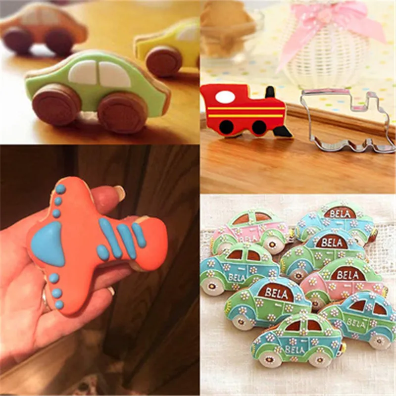 Набор резаков для печенья из нержавеющей стали форма поезда самолета корабля