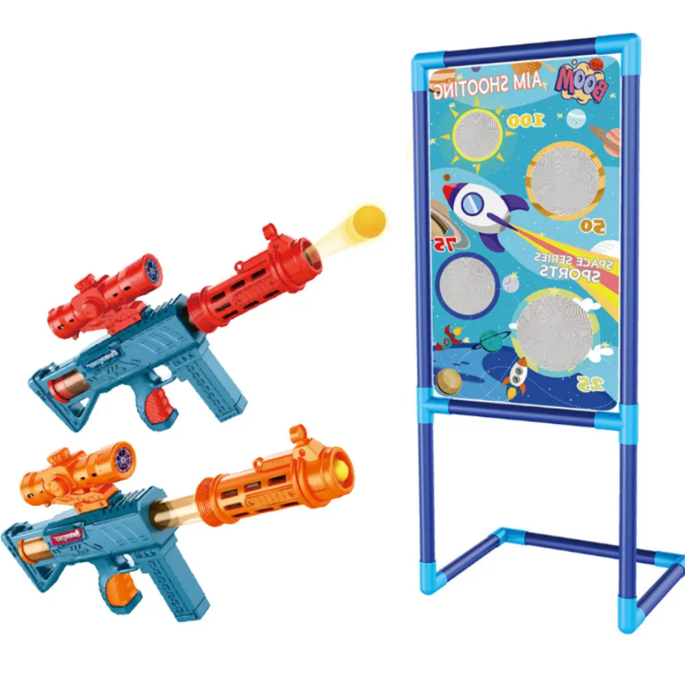 

Air Powered Gun for Shooting Game, 2 PCS of Foam Ball Popper Air Toy Gun, Standing Shooting Target 24 Foam Ball, Aerodynamic Gun