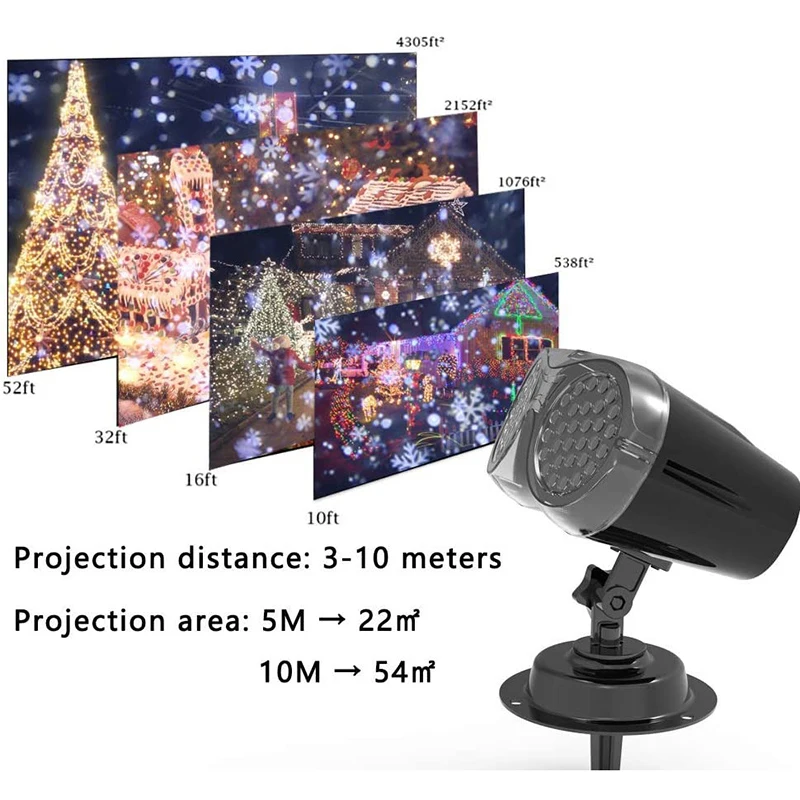 

Christmas Projector Light New Year Decoration Waterproof Remote Control Snowflake Projection Lamp For Indoor Outdoor Decor Light