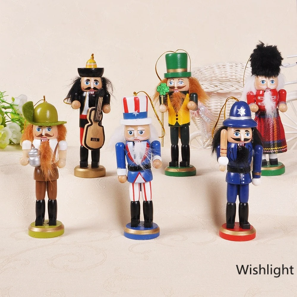 

6pcs Christmas Nutcracker Soldier Wooden Jewelry Children's Room Decoration Christmas Ornament Gift Handcraft Nutcracker Puppet