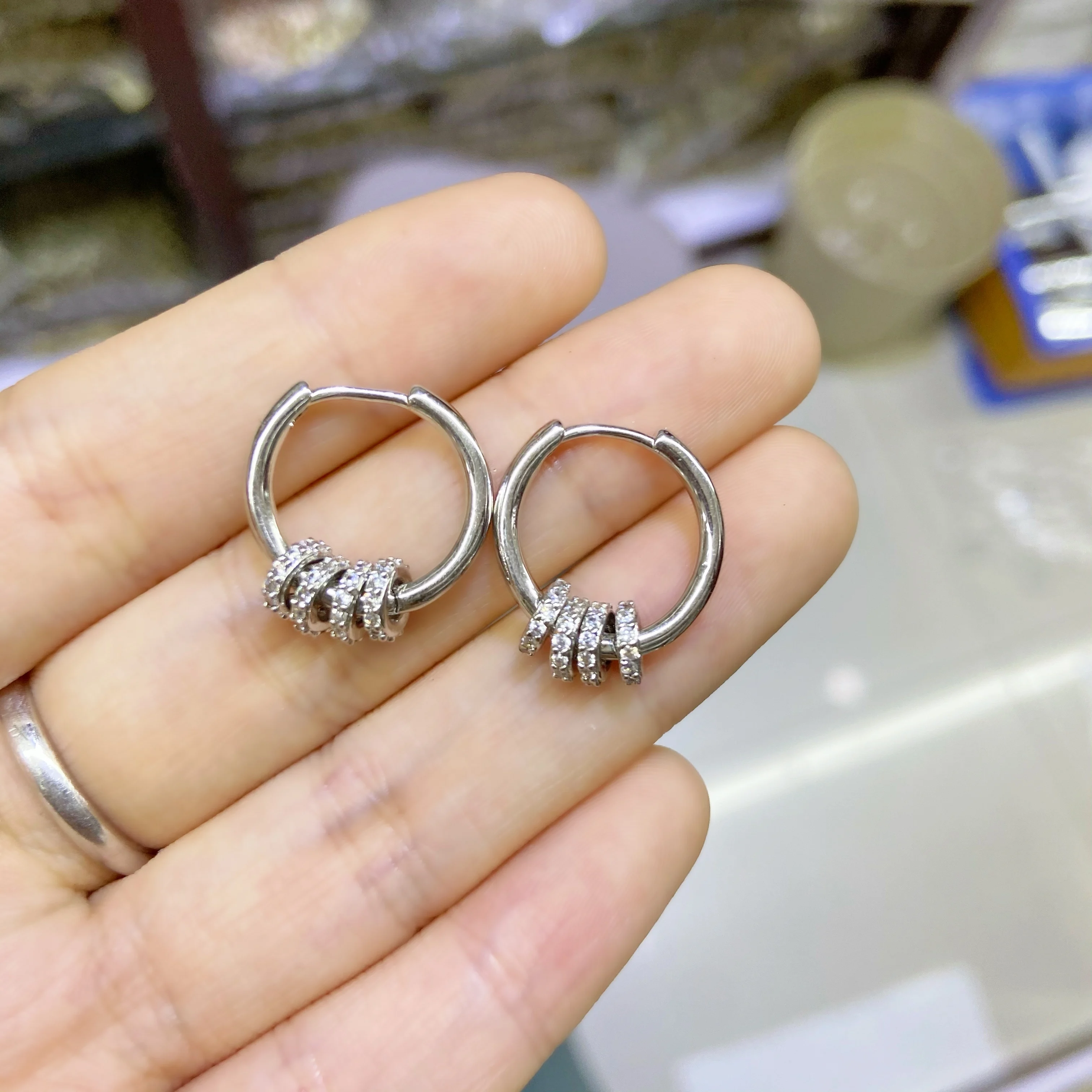 

HECHENG 1pair colorful round ring earring wholesale for women colorful cz cubic zirconia earring jewelry