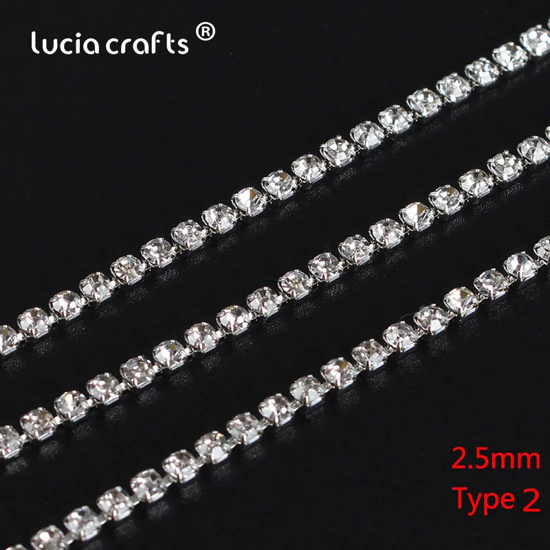 Type 2 silver 2/2. 5/3 мм 1 м/лот кристально чистый Diy Стразы ювелирные изделия аксессуары одежды Стекло бусы Материал G1106 - Цвет: Type 2 silver